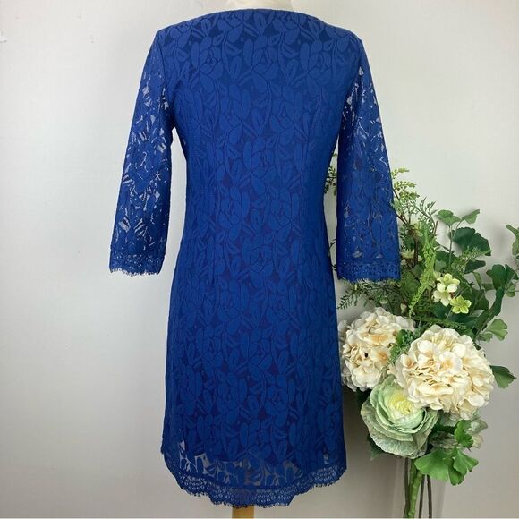LONDON TIMES dress | lace | blue | size 4 - Picture 5 of 9